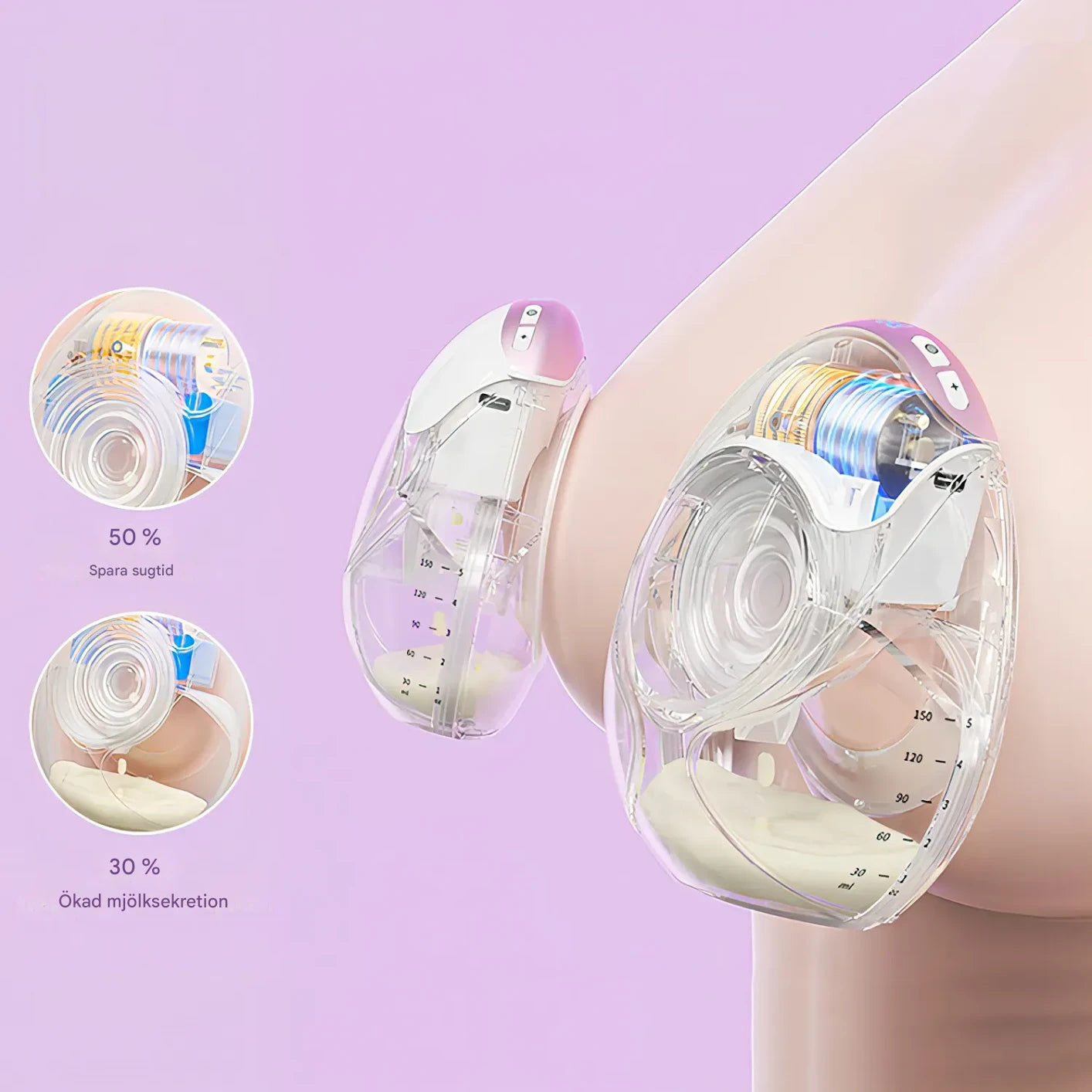 NurturaFlow Bärbar Bröstpump – Handsfree, Tyst & Uppladdningsbar