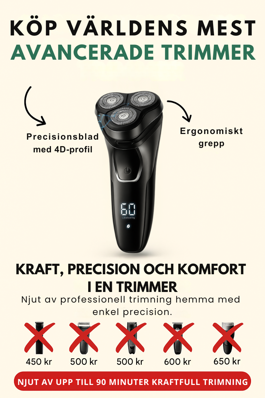 SmoothTrim One – 4D-rakapparat med precisionsblad, uppfällbar trimmer och vattentät design