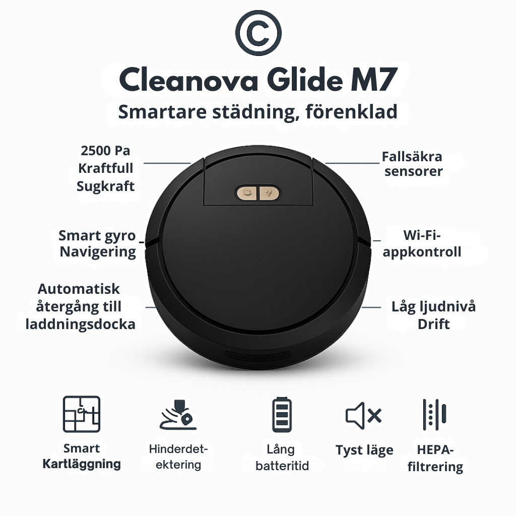 Cleanova Glide M7 – Smart Robotdammsugare