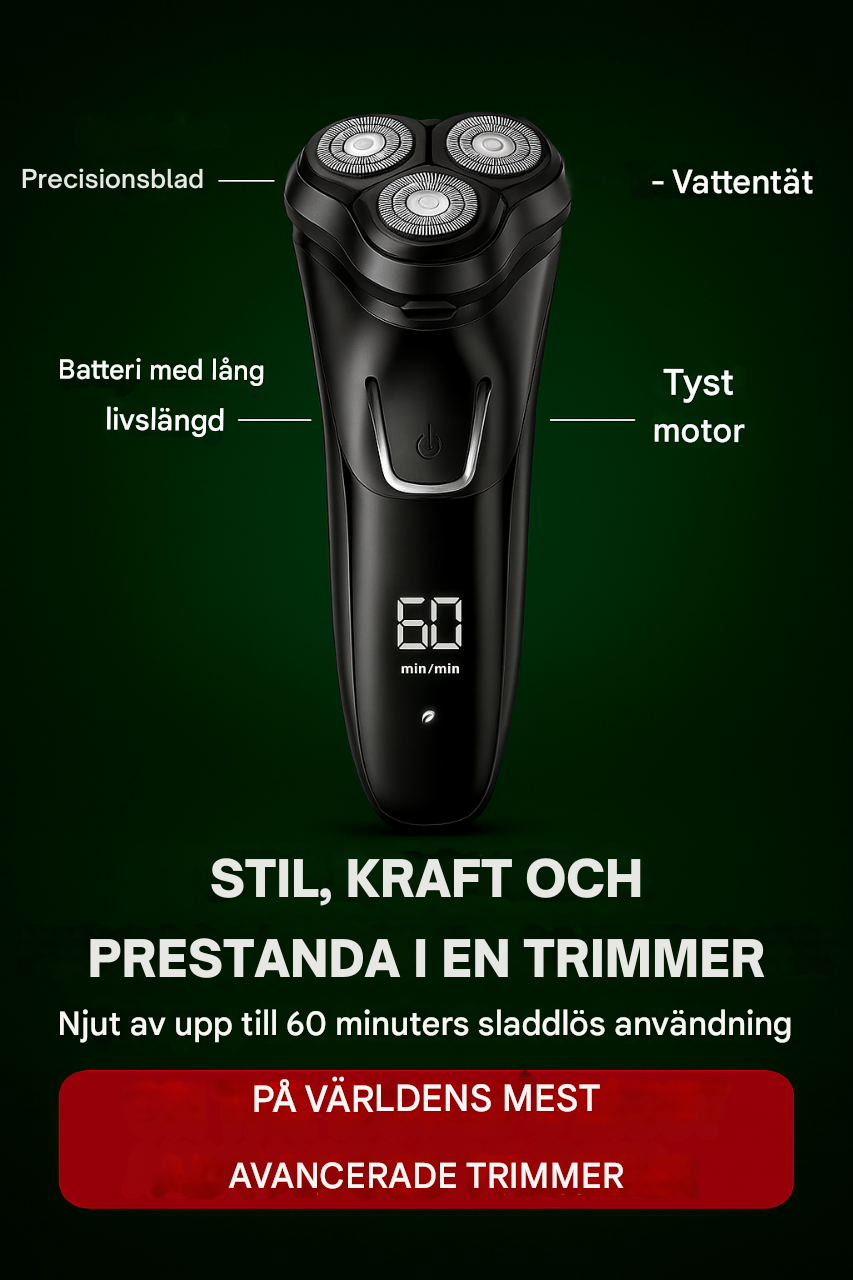 SmoothTrim One – 4D-rakapparat med precisionsblad, uppfällbar trimmer och vattentät design