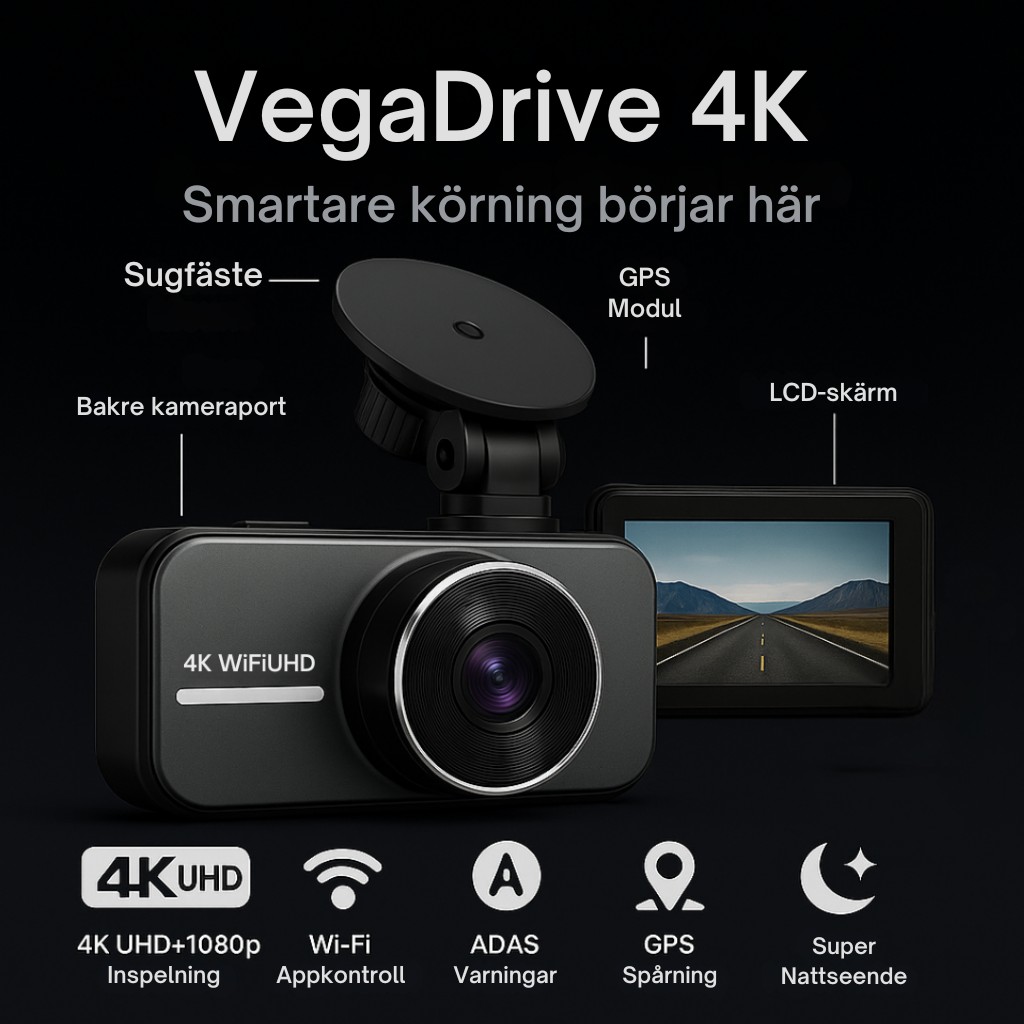 VegaDrive: Smart bilkamera i 4K Full HD