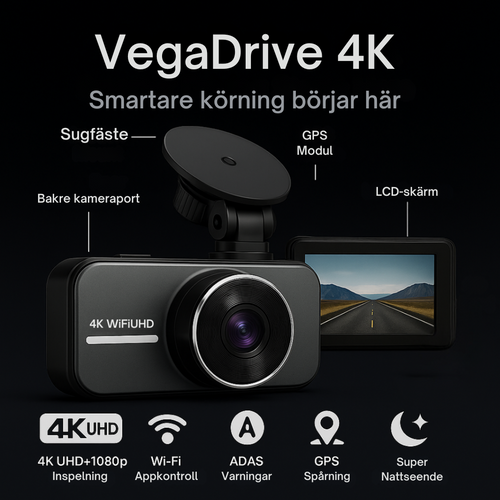 VegaDrive: Smart bilkamera i 4K Full HD