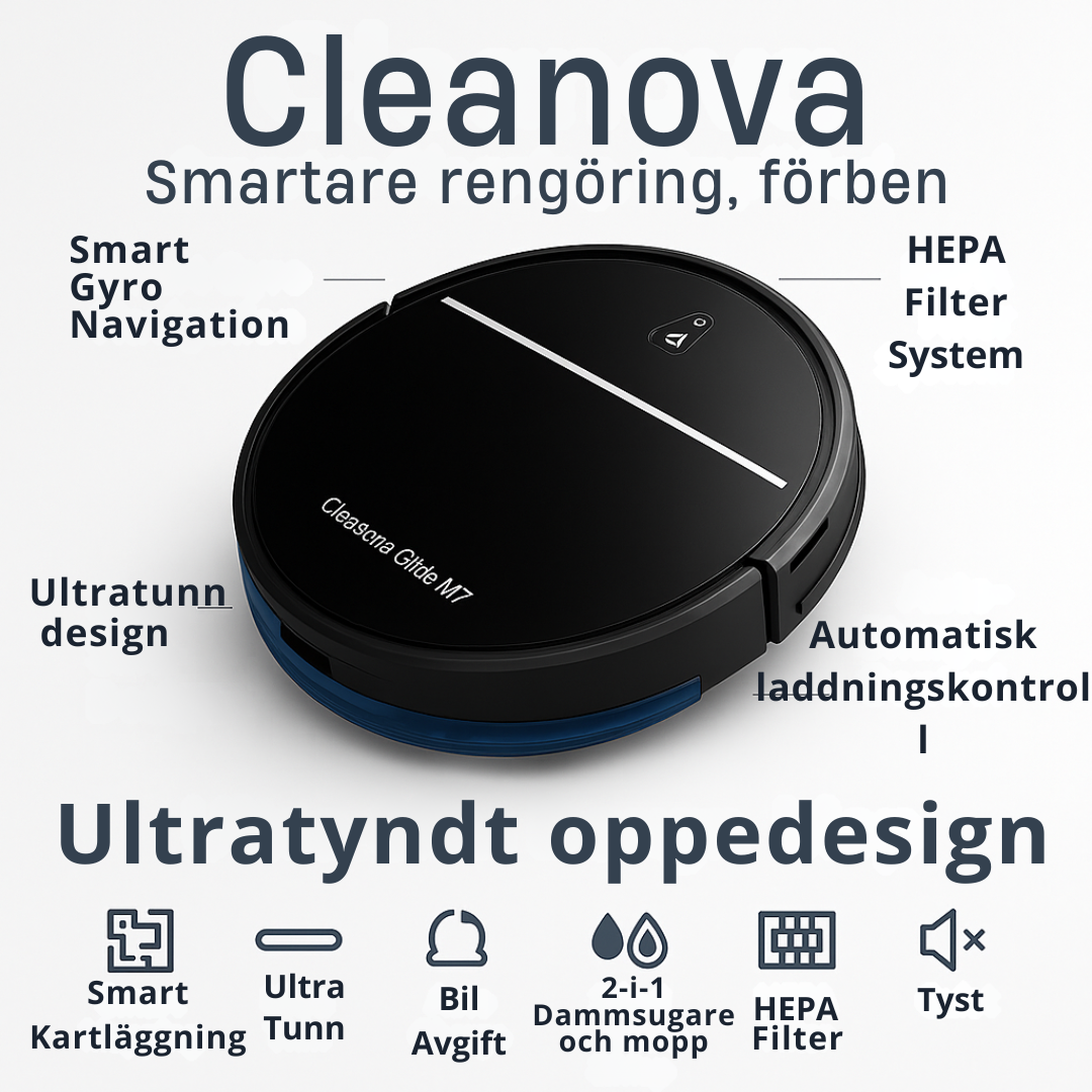 Cleanova Glide M7 – Smart Robotdammsugare