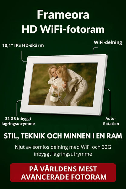 Frameora HD WiFi Fotoram – 10,1" IPS-pekskärm,