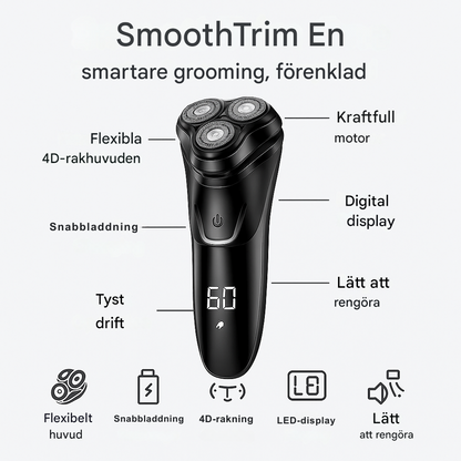 SmoothTrim One – 4D-rakapparat med precisionsblad, uppfällbar trimmer och vattentät design