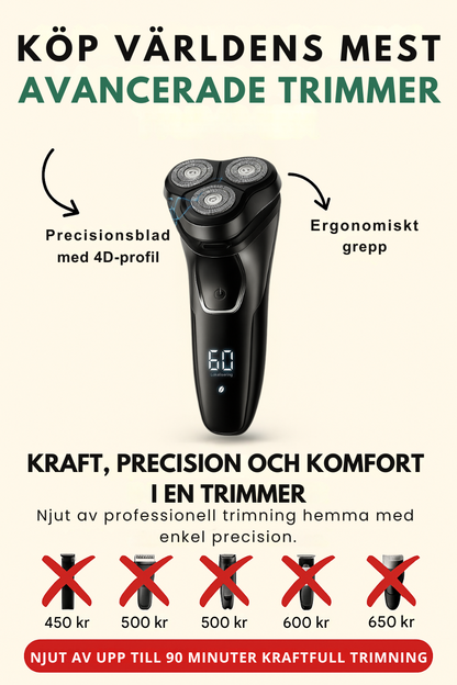 SmoothTrim One – 4D-rakapparat med precisionsblad, uppfällbar trimmer och vattentät design