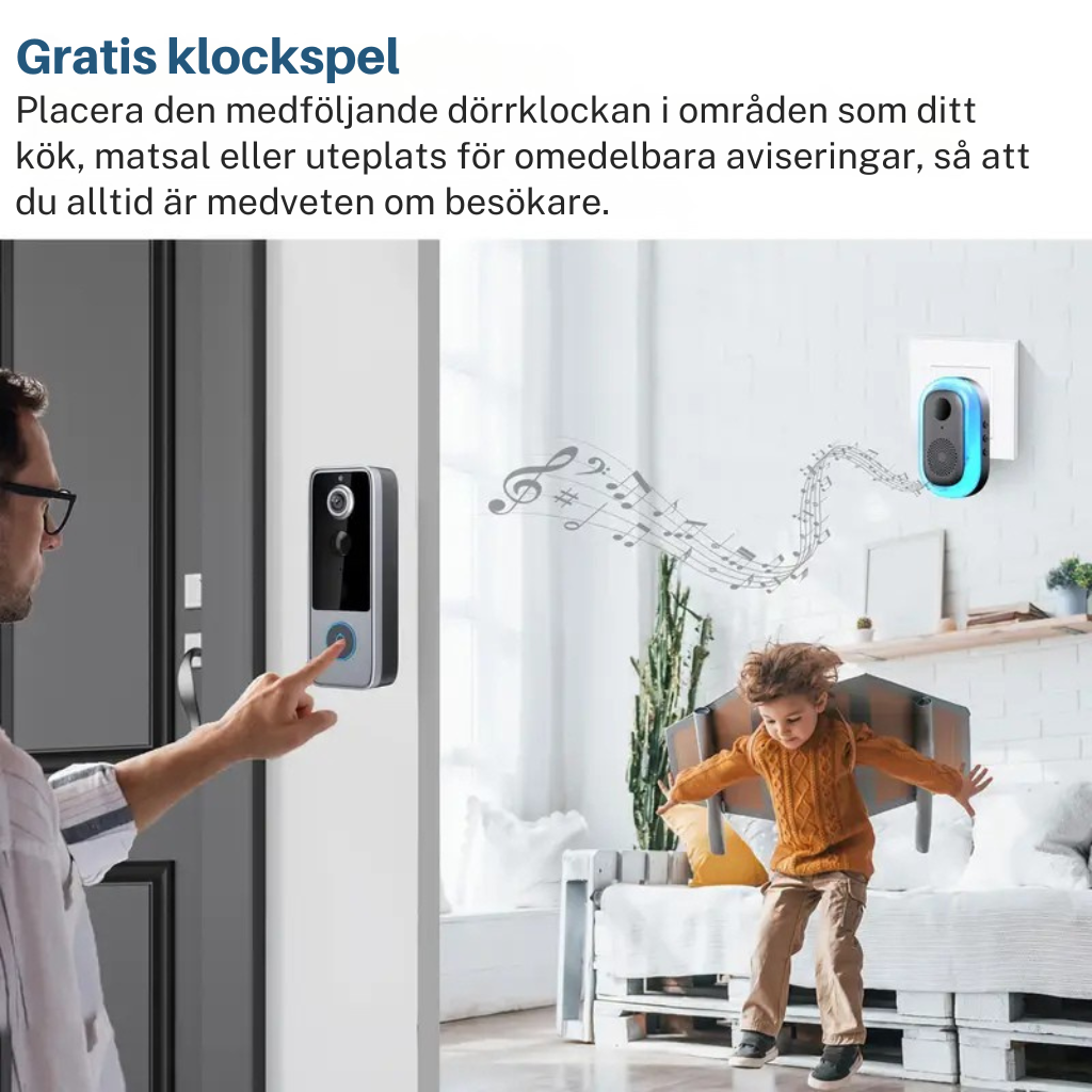 GuardianBell Pro AI-dörrklocka med nattseende